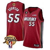Men's Miami Heat #55 Duncan Robinson Red 2023 Finals Statement Edition With NO.6 Patch Stitched Basketball Jersey,baseball caps,new era cap wholesale,wholesale hats